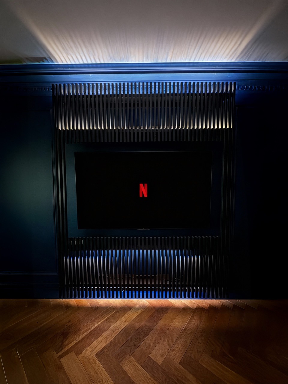 Custom TV wall — additional detail view